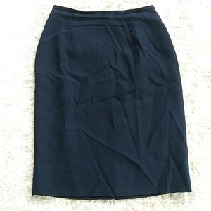Lauren Ralph Lauren 100% Worsted Wool Lined Skirt Navy Blue Size 2 Petite